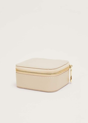 Phase Eight Small Leather Box Jewellery Cream USA | 5793601-OV